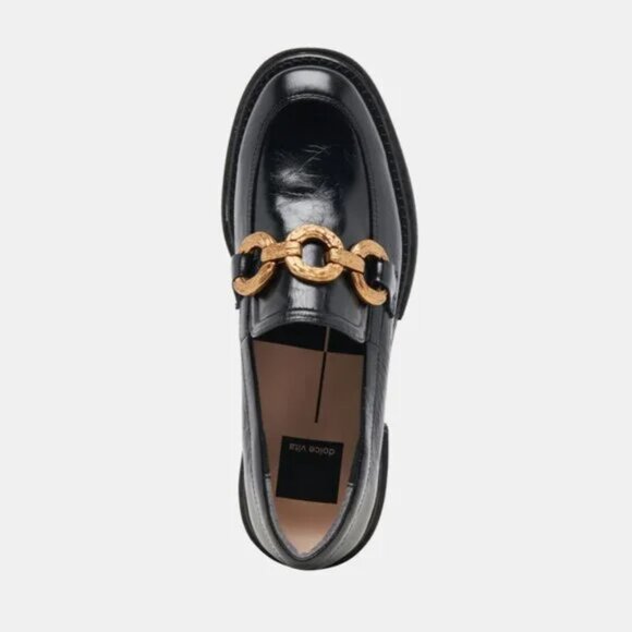 NEW DOLCE VITA Leather Sheena Midnight Patent Loafers in black for women 1125 3t - Picture 7 of 8